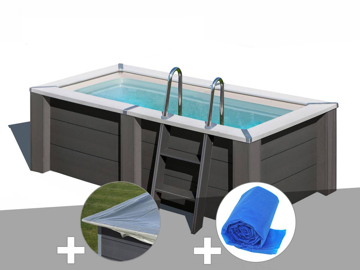 Gré - Kit piscine composite Gré Avant-Garde carrée 3,15 x 1,75 x 0,96 m + Bâche hiver + Bâche à bulles - Image 1