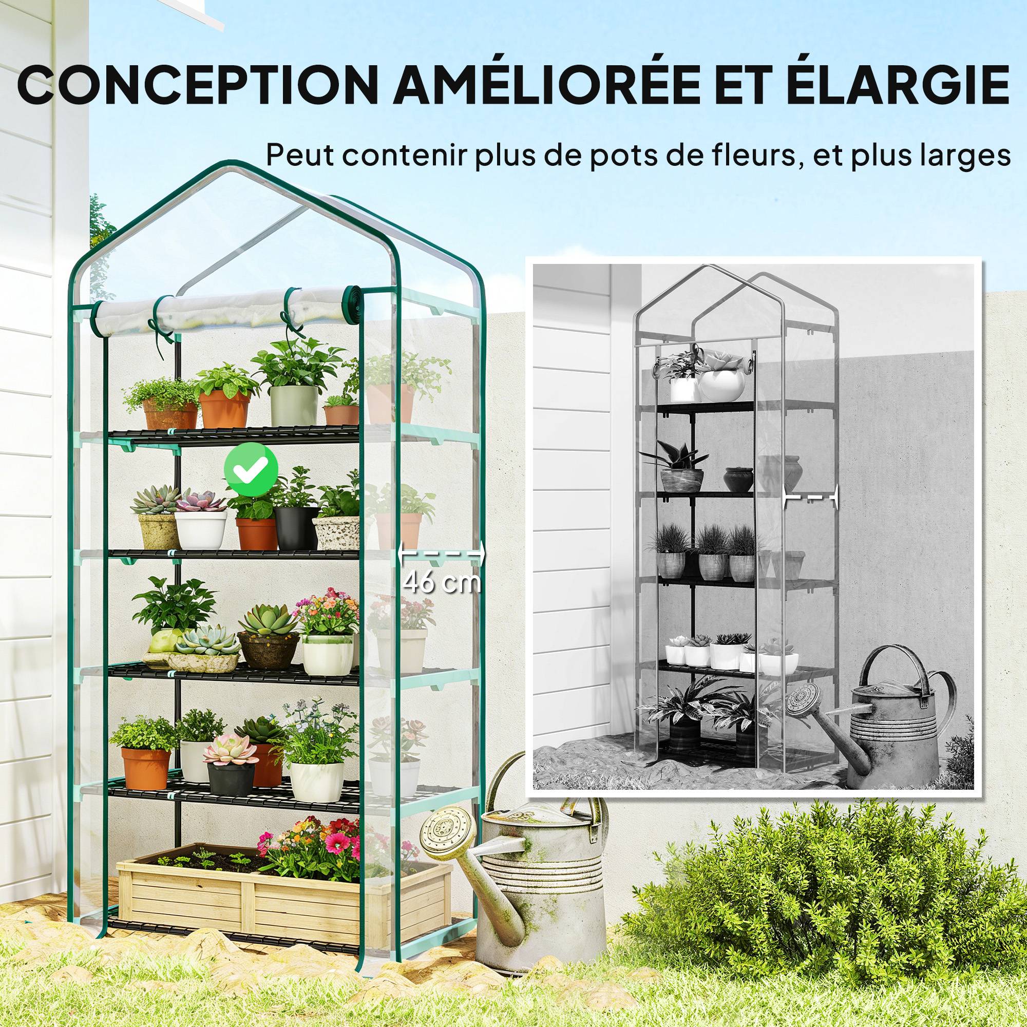 ComfortXL - Serre de jardin PVC transparent 90 x 49 x 193 cm balcon 5 niveaux porte zippée - ComfortXL Outdoor Living - Image 6