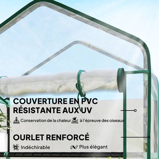 ComfortXL - Serre de jardin PVC transparent 90 x 49 x 193 cm balcon 5 niveaux porte zippée - ComfortXL Outdoor Living - Image 8