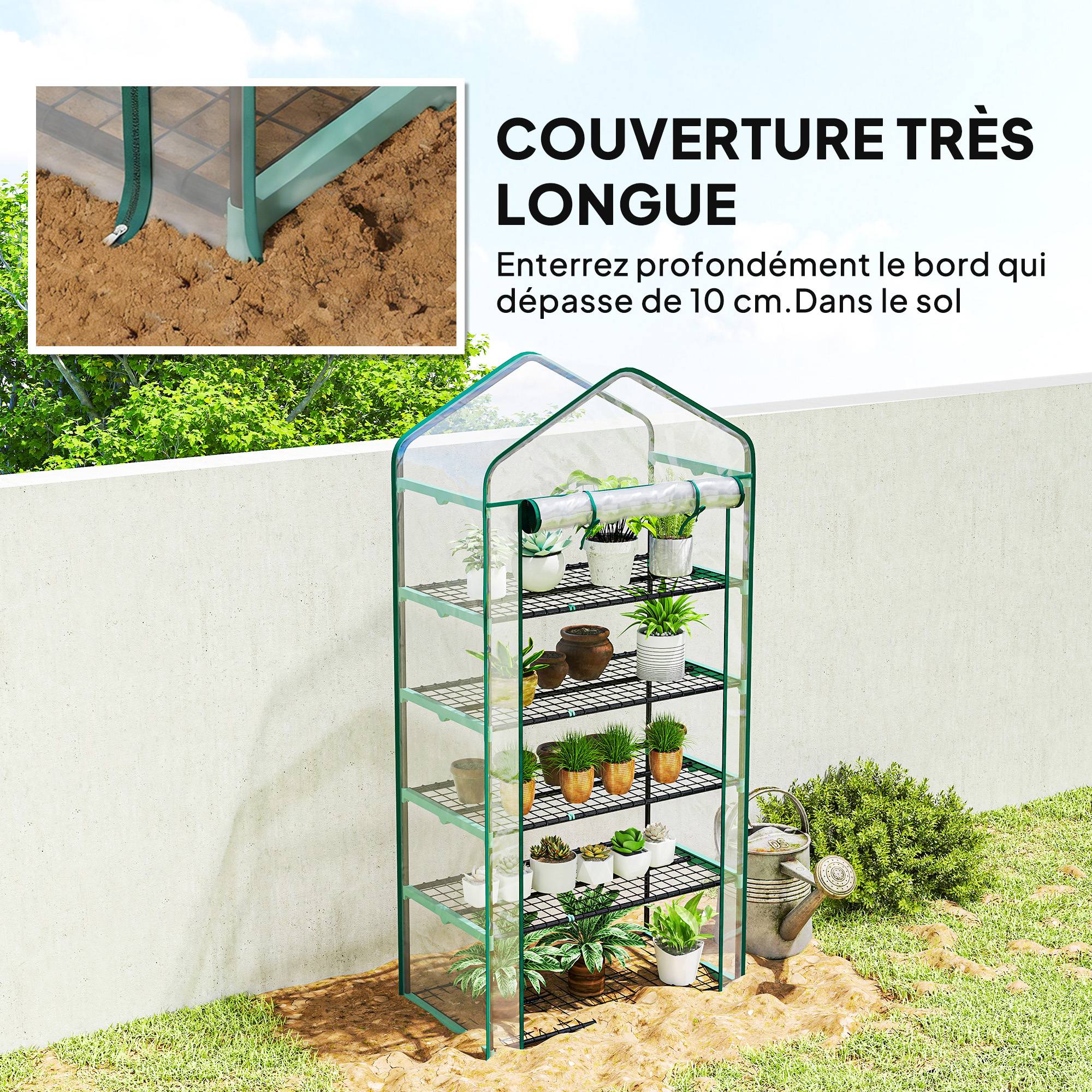 ComfortXL - Serre de jardin PVC transparent 90 x 49 x 193 cm balcon 5 niveaux porte zippée - ComfortXL Outdoor Living - Image 10