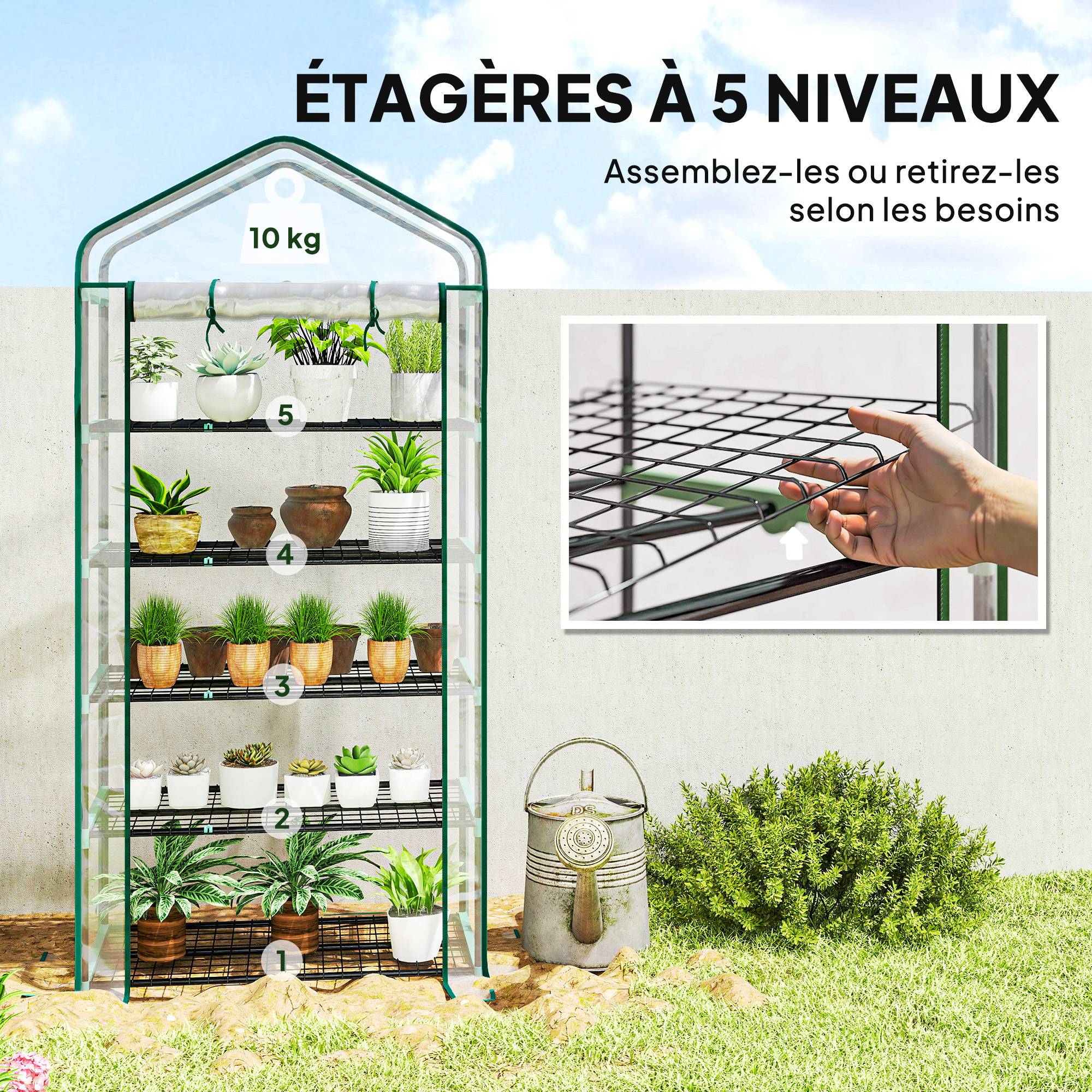 ComfortXL - Serre de jardin PVC transparent 90 x 49 x 193 cm balcon 5 niveaux porte zippée - ComfortXL Outdoor Living - Image 7