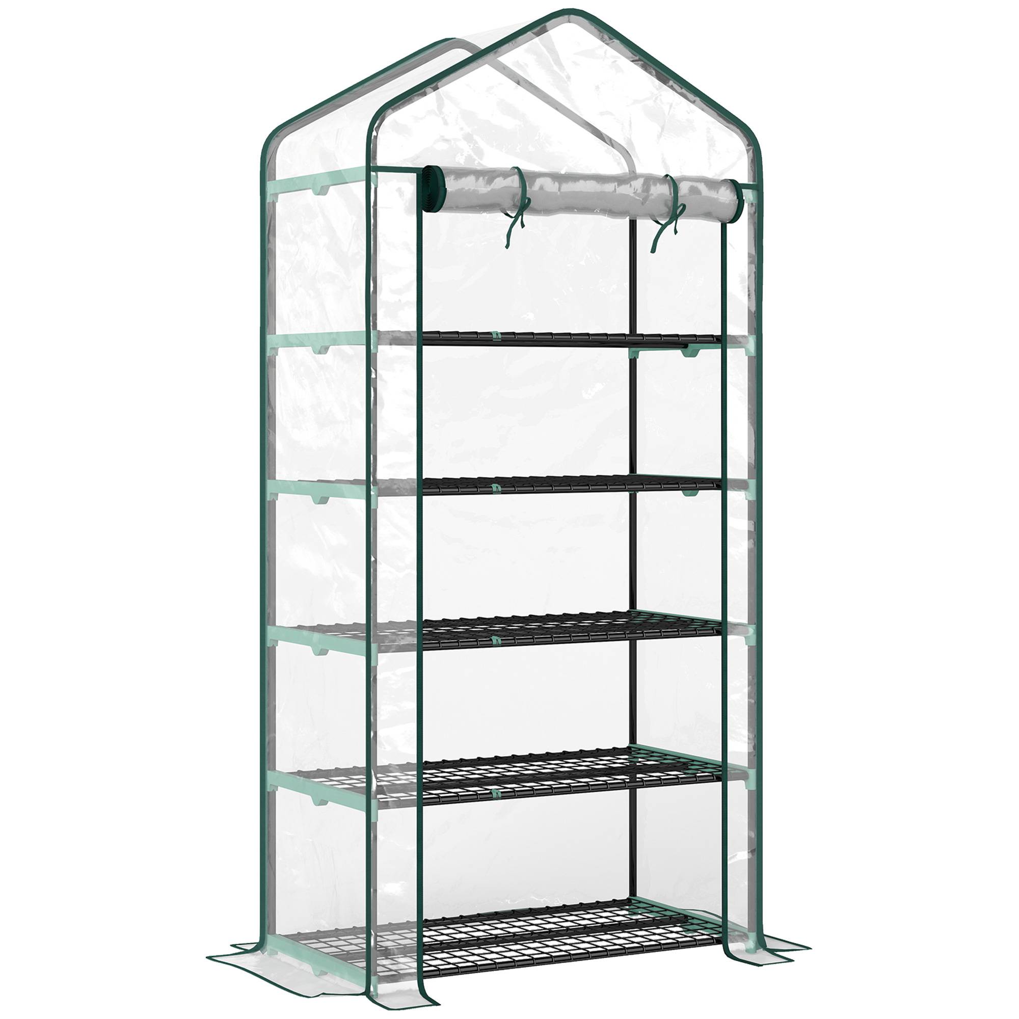 ComfortXL - Serre de jardin PVC transparent 90 x 49 x 193 cm balcon 5 niveaux porte zippée - ComfortXL Outdoor Living - Image 2