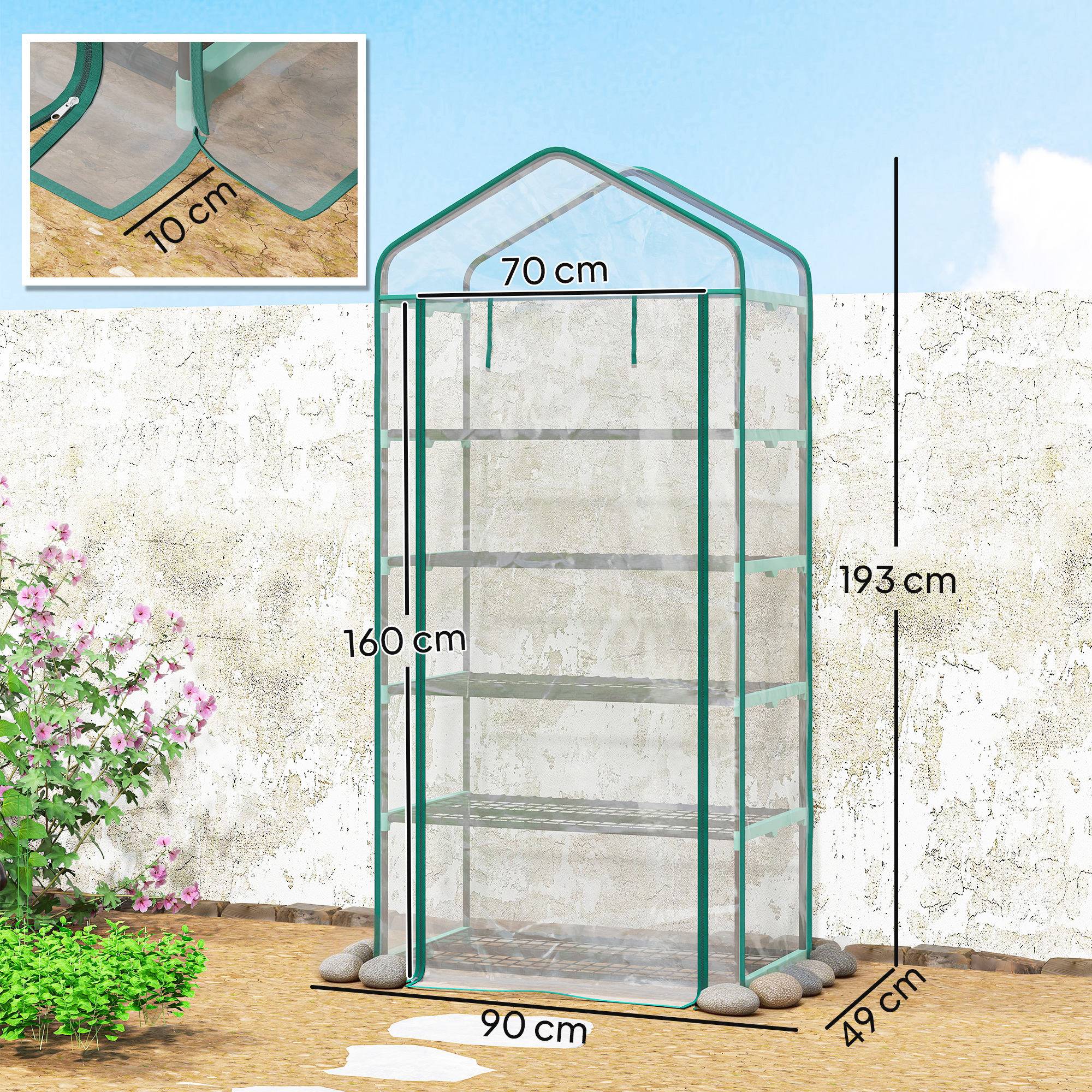 ComfortXL - Serre de jardin PVC transparent 90 x 49 x 193 cm balcon 5 niveaux porte zippée - ComfortXL Outdoor Living - Image 5