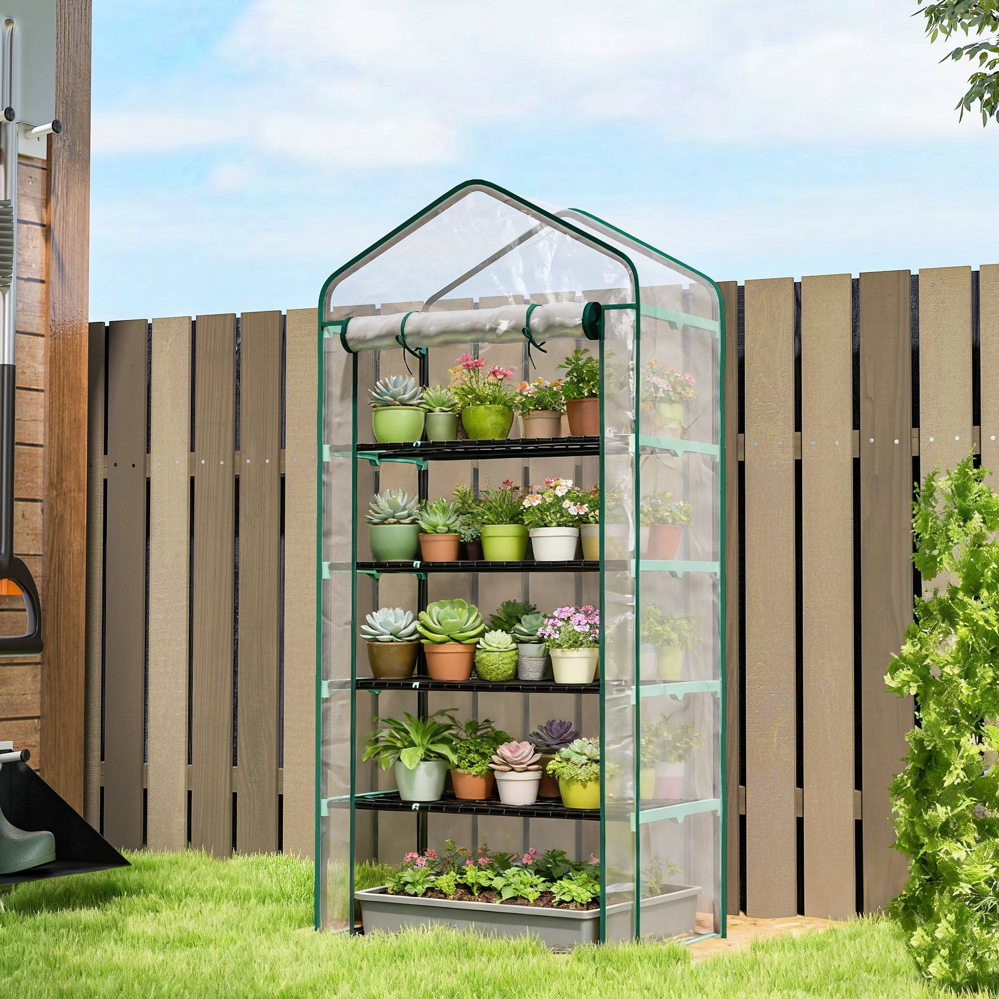 ComfortXL - Serre de jardin PVC transparent 90 x 49 x 193 cm balcon 5 niveaux porte zippée - ComfortXL Outdoor Living - Image 1