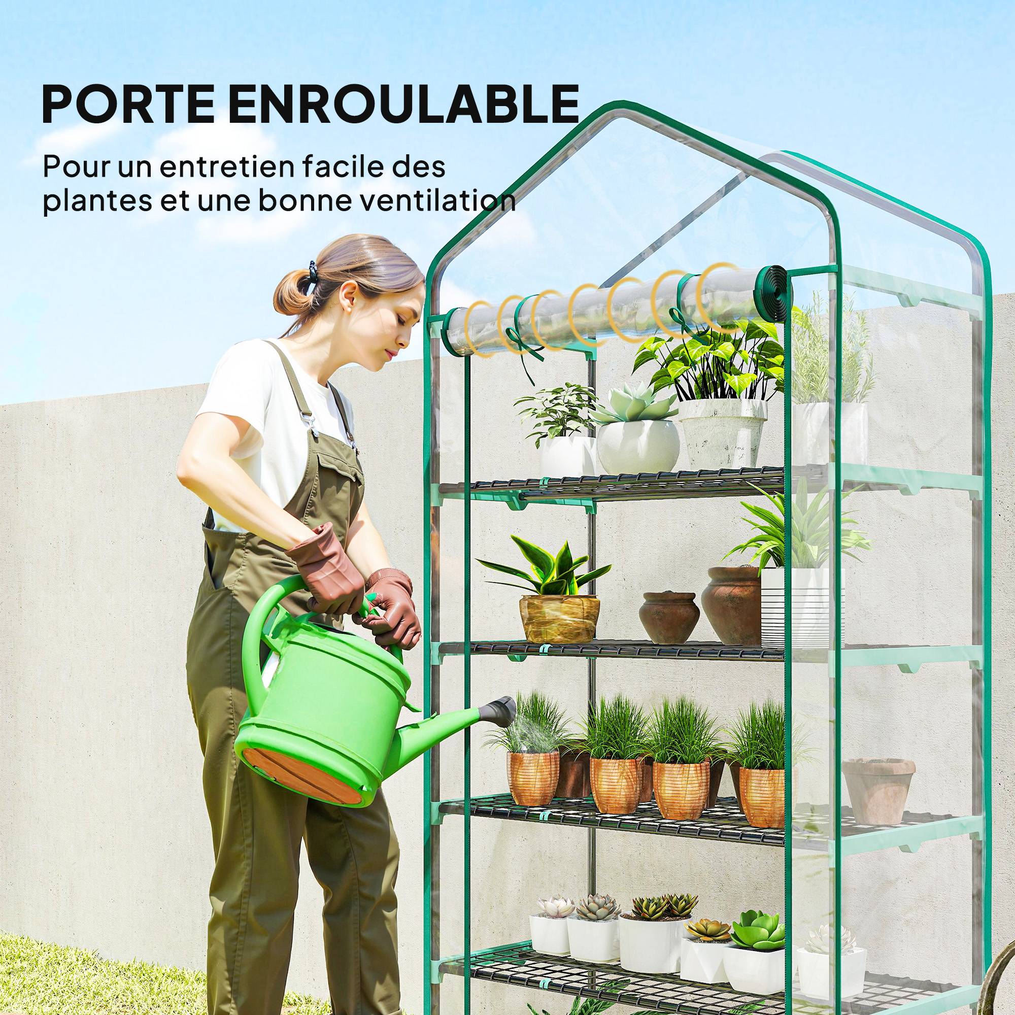 ComfortXL - Serre de jardin PVC transparent 90 x 49 x 193 cm balcon 5 niveaux porte zippée - ComfortXL Outdoor Living - Image 9