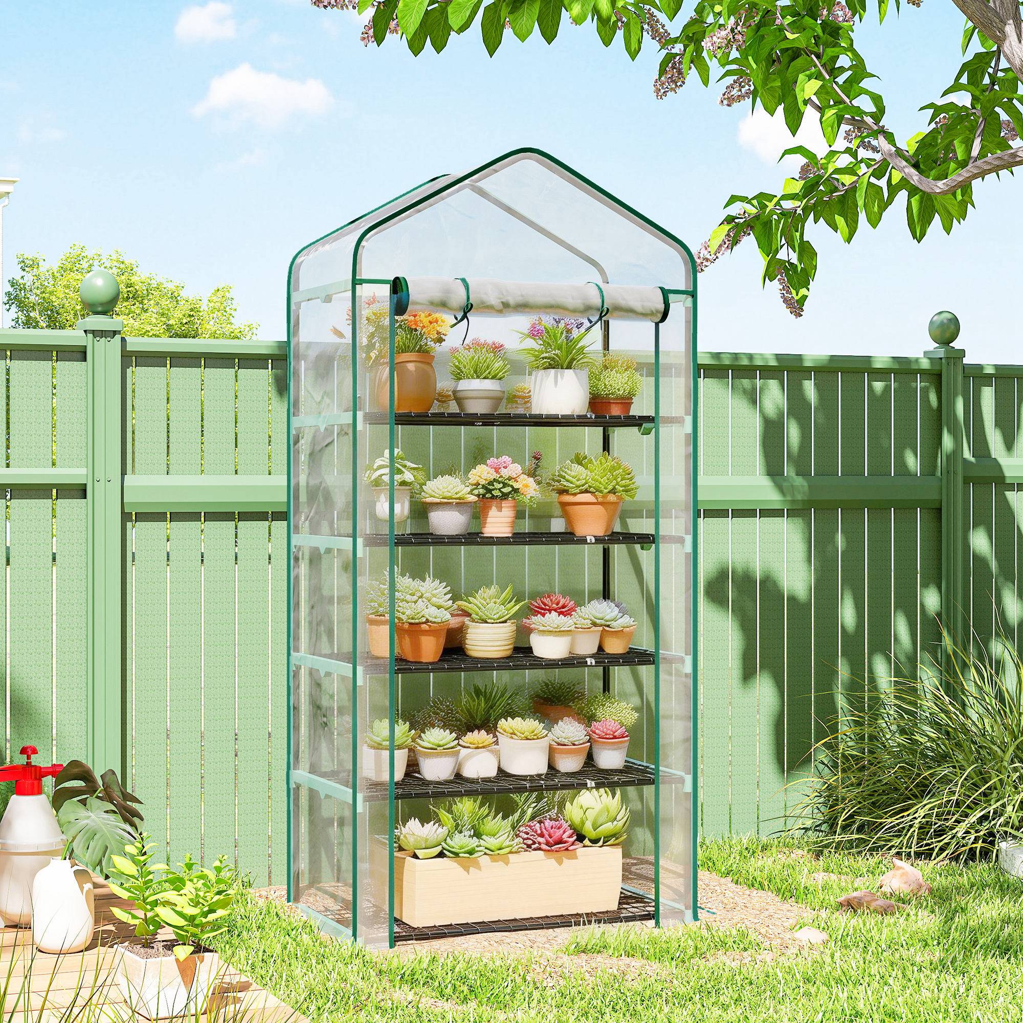 ComfortXL - Serre de jardin PVC transparent 90 x 49 x 193 cm balcon 5 niveaux porte zippée - ComfortXL Outdoor Living - Image 4