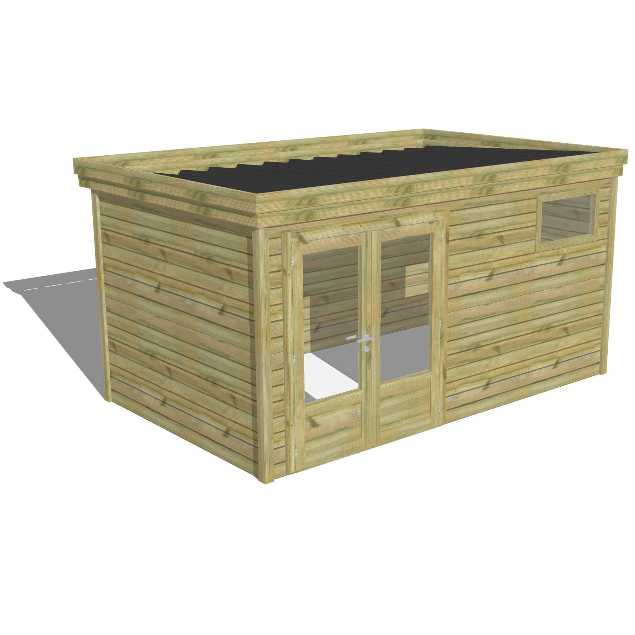 Sans Marque - Abri de jardin bois 11 m² en pin traité autoclave 27 mm avec toit bac acier et double porte – Abri Français - Image 2