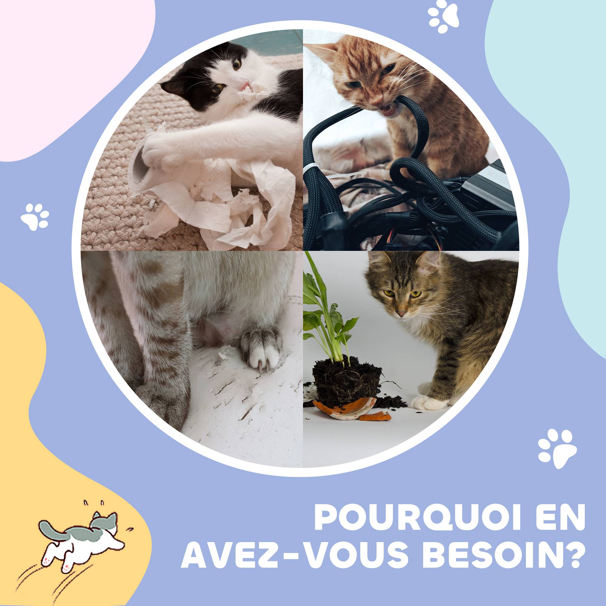Sans Marque - Tunnel pour chat intérieur jouets pour chats avec balle suspendue entrées multiples en sisal 98 x 30 x 30 cm gris - Image 9