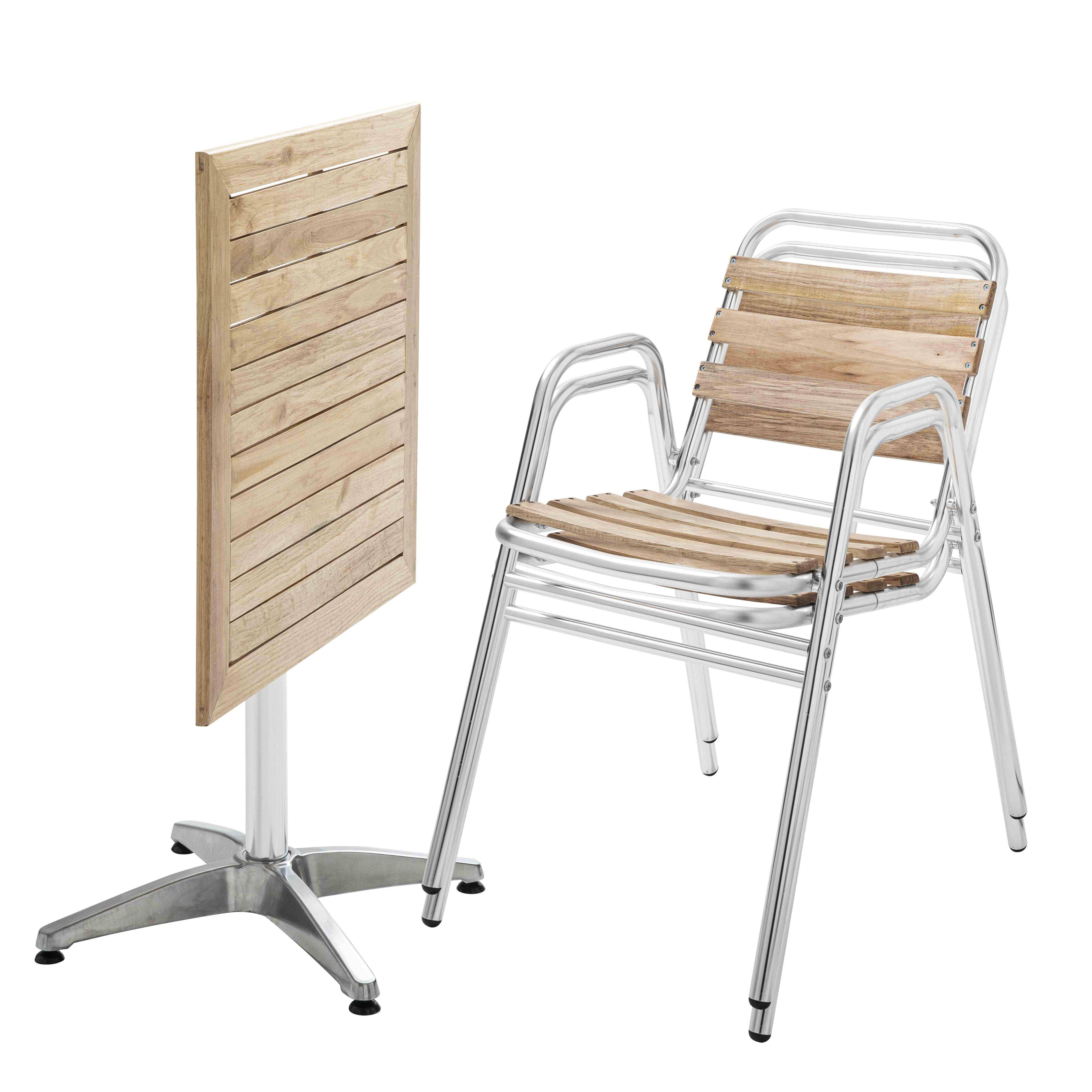 Oviala - Table de jardin pliante et 2 chaises en aluminium et bois Times square - Oviala - Image 1