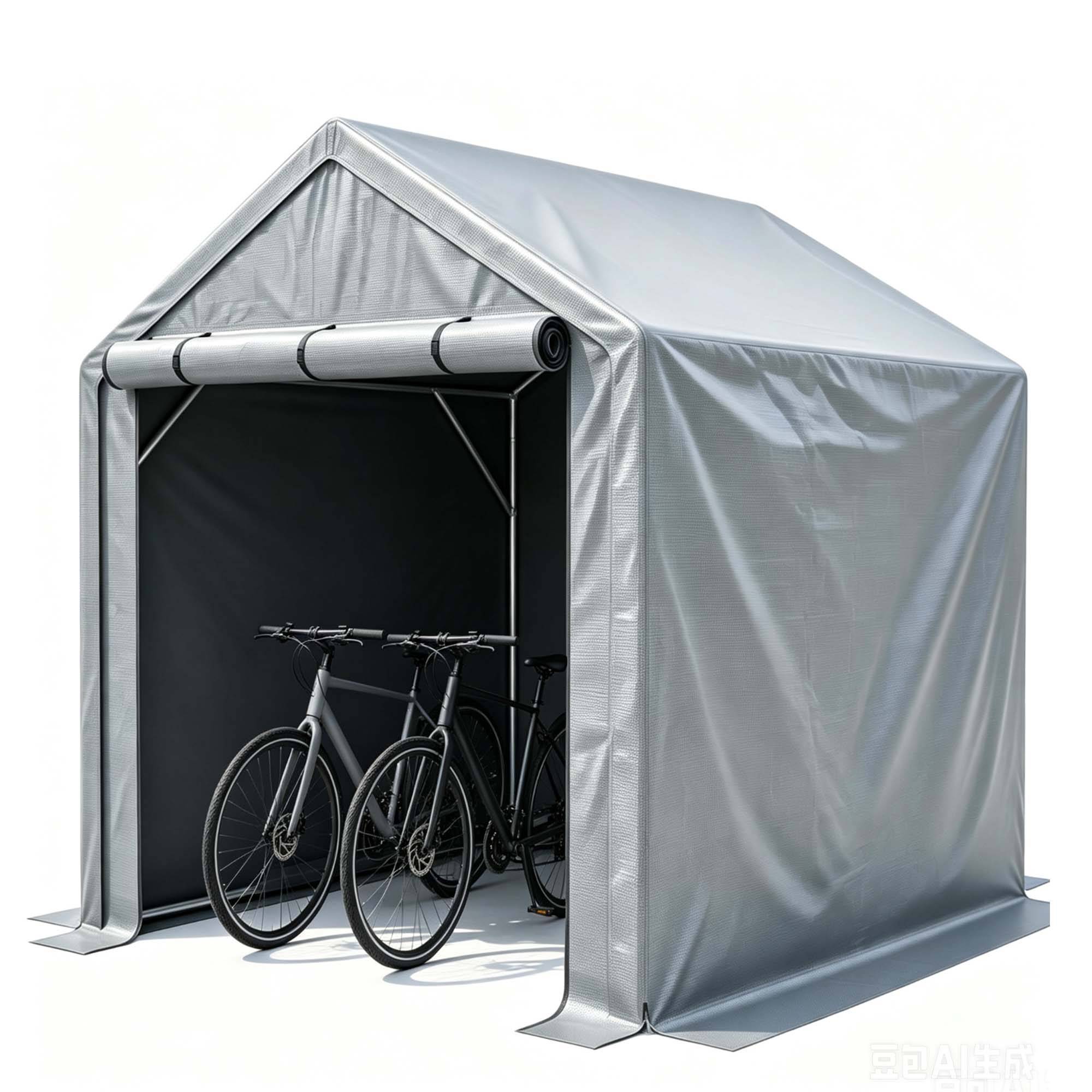 Carport garage vélos 190×170×200 cm, bâche étanche anti-UV, structure acier galvanisé gris - Image 7