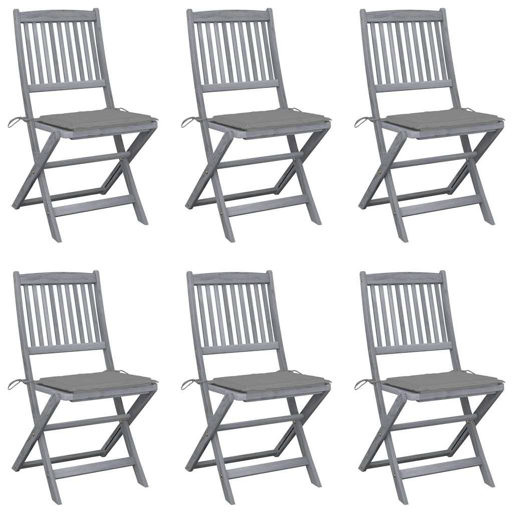Vidaxl - Chaises pliables d'extérieur lot de 6 et coussins Bois d'acacia vidaXL 3065435 - Image 1
