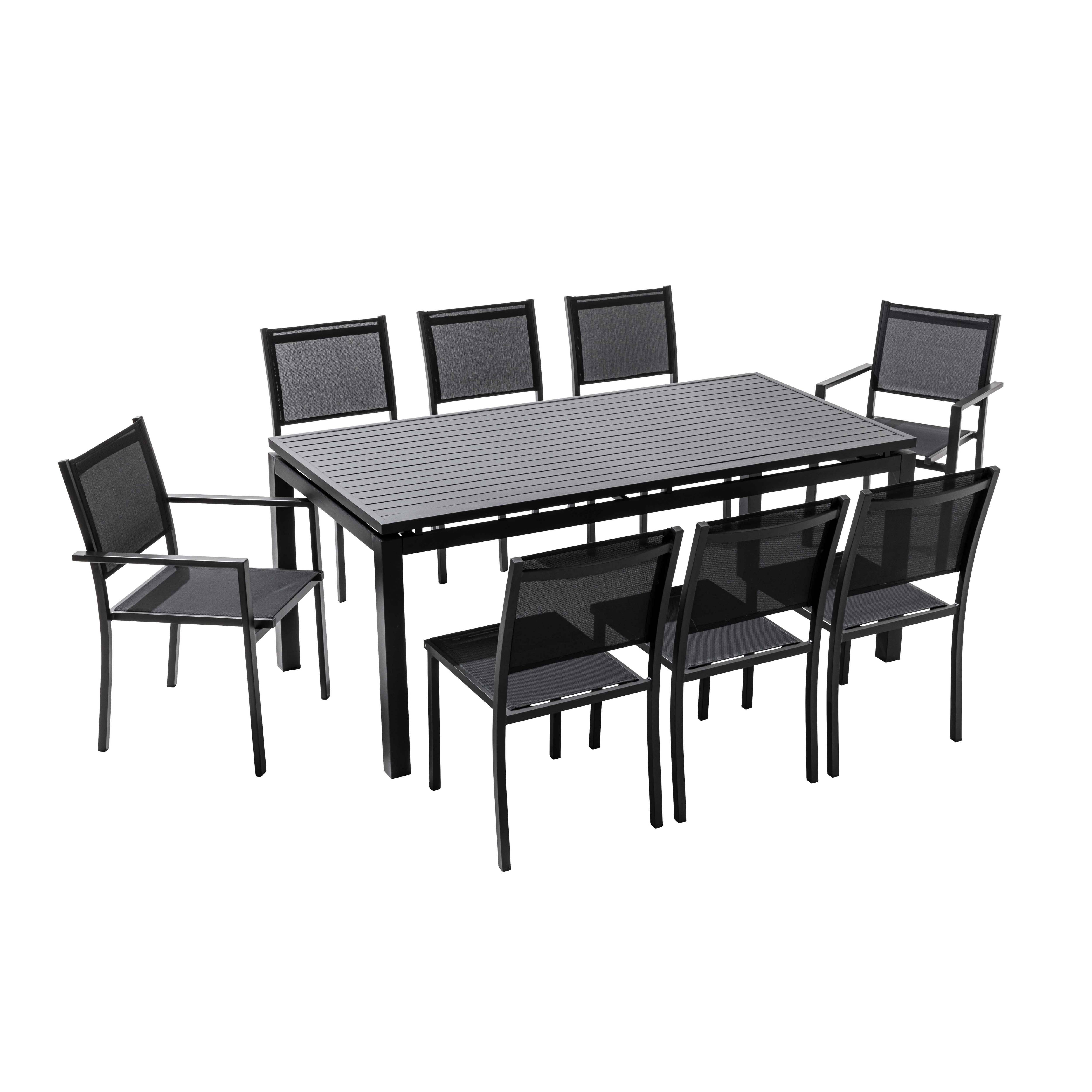 Oviala - Ensemble table de jardin extensible et 8 assises en aluminium gris Galilée - Oviala - Image 3