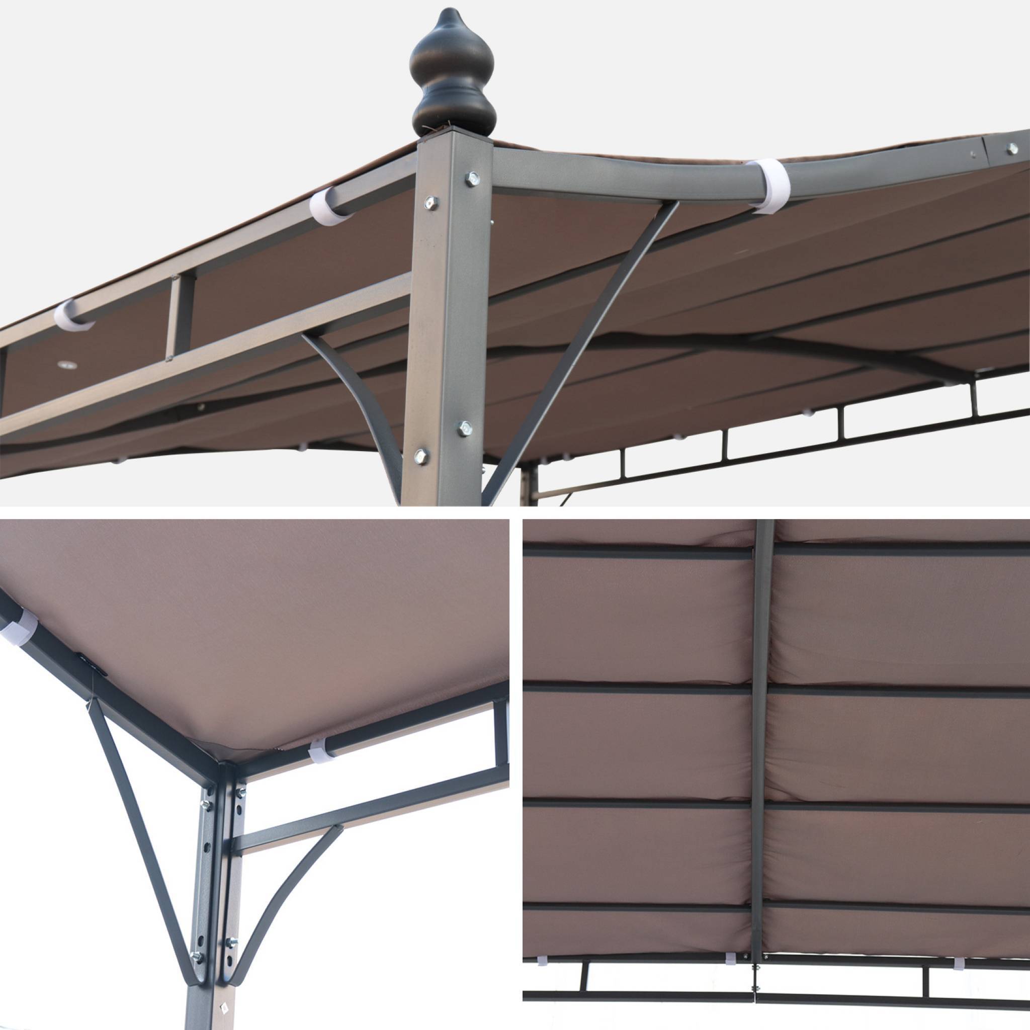 sweeek - Pergola adossée 3x2.5m - Brestum -  Toile taupe - Pergola murale | sweeek - Image 3