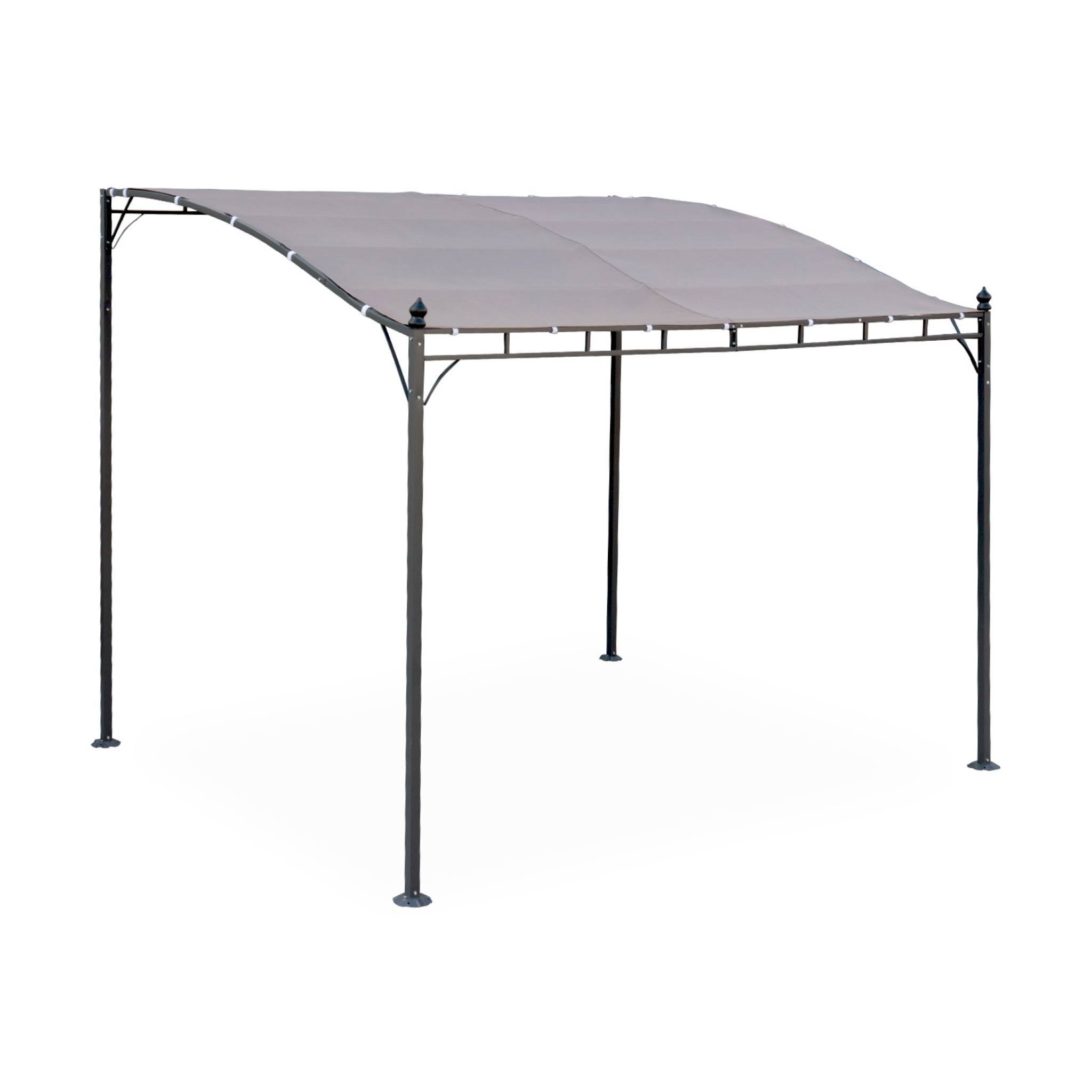 sweeek - Pergola adossée 3x2.5m - Brestum - Toile taupe - Pergola murale | sweeek - Image 1