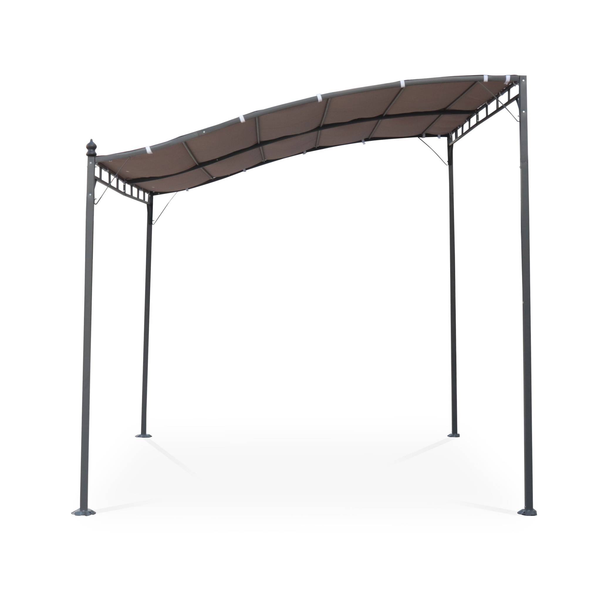 sweeek - Pergola adossée 3x2.5m - Brestum - Toile taupe - Pergola murale | sweeek - Image 2