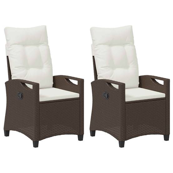 Chaise de jardin acier et polyester marron et crème 56 x 60 x 112 cm - PANGIVO - Image 2