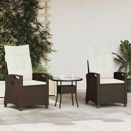 Chaise de jardin acier et polyester marron et crème 56 x 60 x 112 cm - PANGIVO - Image 1