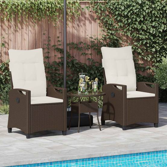 Chaise de jardin acier et polyester marron et crème 56 x 60 x 112 cm - PANGIVO - Image 3