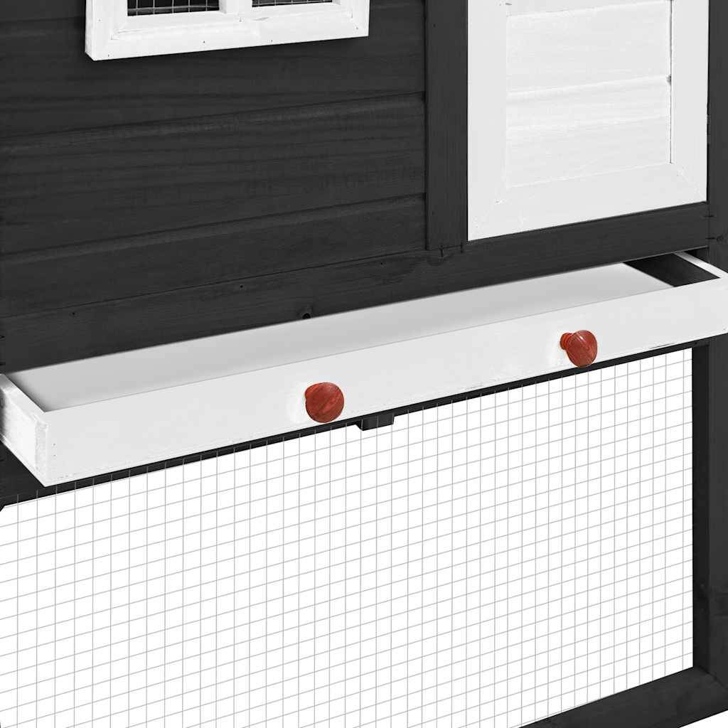 Vidaxl - Poulailler avec nichoir Gris et blanc Bois de sapin massif vidaXL 170865 - Image 6