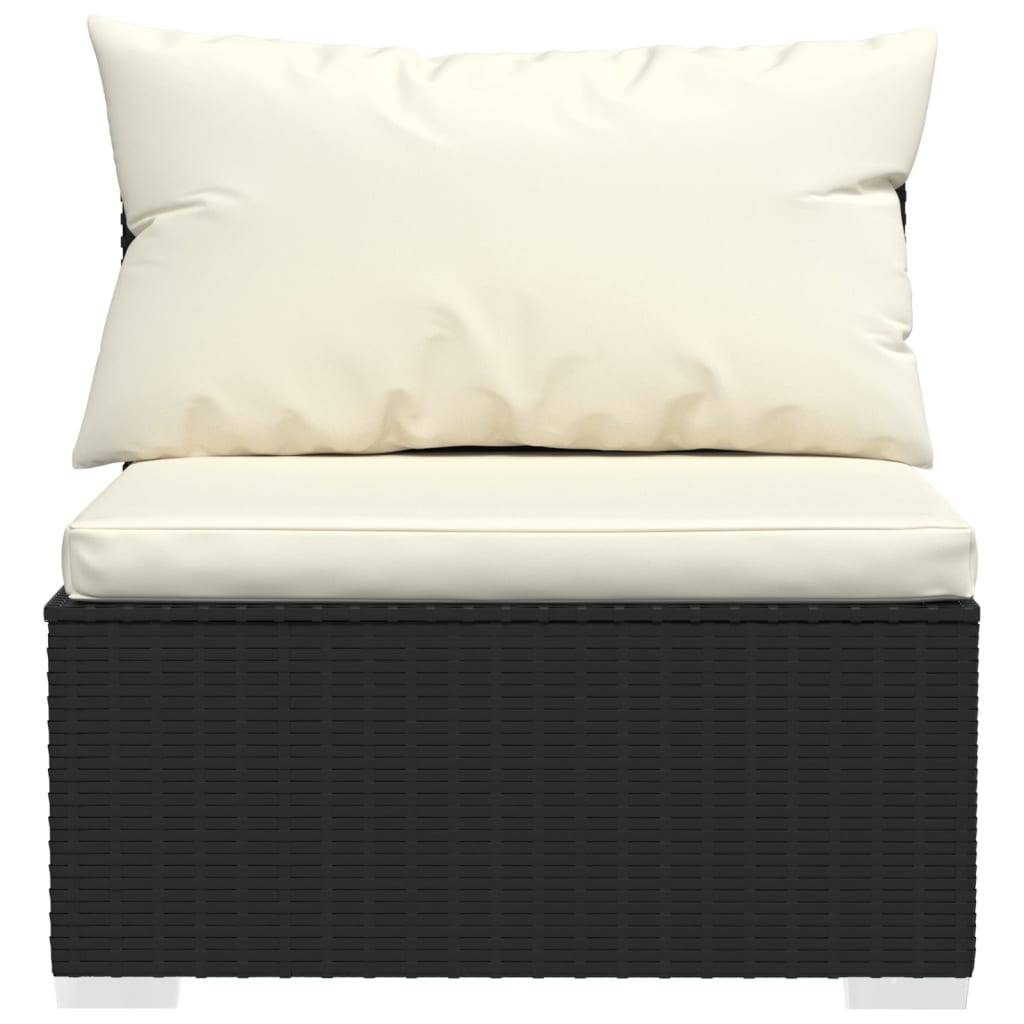 Helloshop26 - Salon de jardin meuble d'extérieur ensemble de mobilier 6 pièces avec coussins résine tressée noir - Image 3