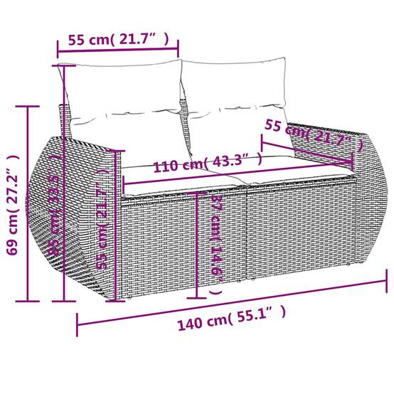 ComfortXL - Petit Salon de Jardin 6 Places en Résine Tressée Configurable pour Balcon Gris Clair 6 Éléments – ComfortXL Outdoor Living - Image 8