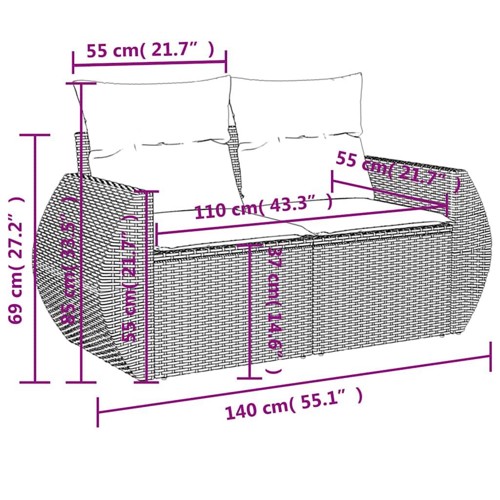 ComfortXL - Petit Salon de Jardin 6 Places en Résine Tressée Configurable pour Balcon Gris Clair 6 Éléments – ComfortXL Outdoor Living - Image 8