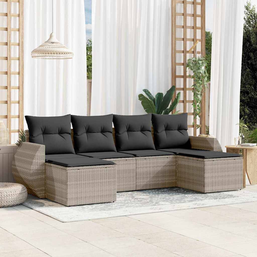ComfortXL - Petit Salon de Jardin 6 Places en Résine Tressée Configurable pour Balcon Gris Clair 6 Éléments – ComfortXL Outdoor Living - Image 1