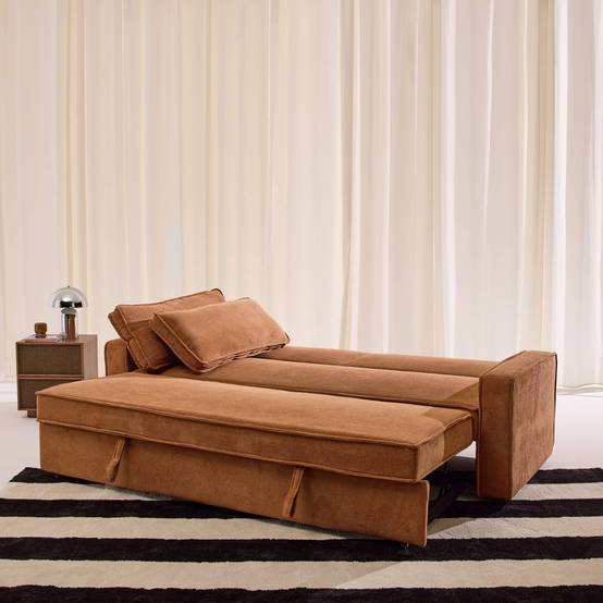 sweeek - Canapé convertible 3 places velours côtelé rouille - Chill | sweeek - Image 7