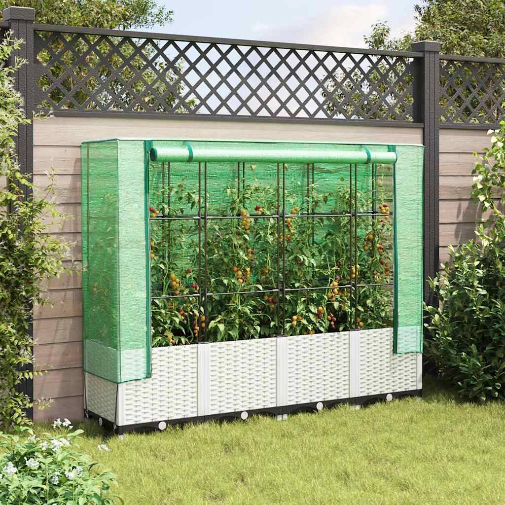 Vidaxl - Jardinière surélevée avec housse aspect rotin-Lit surélevé de jardin 160x40x138 cm 513364 - Image 3