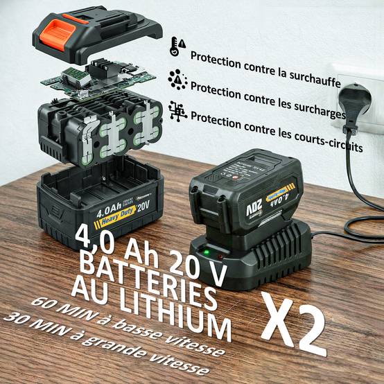 Souffleur de Feuilles sans Fil avec Moteur Brushless 900W Batterie 36v (2x4,0Ah) Puissant 15,2 m³/min - Image 7