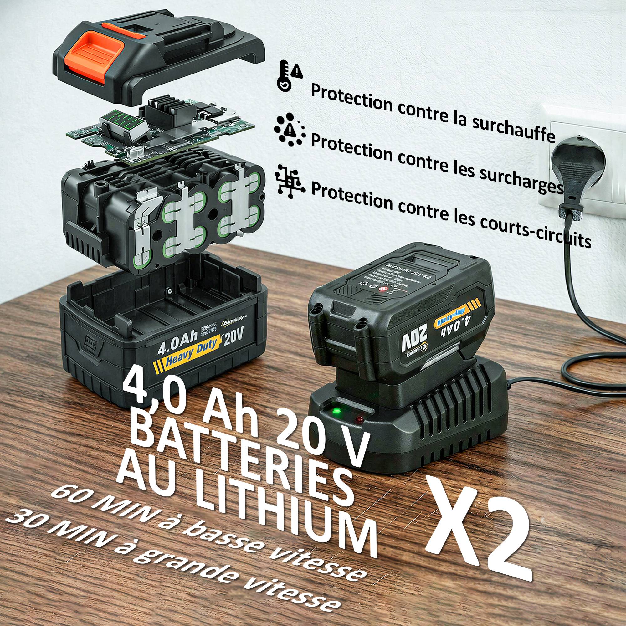 Souffleur de Feuilles sans Fil avec Moteur Brushless 900W Batterie 36v (2x4,0Ah) Puissant 15,2 m³/min - Image 7