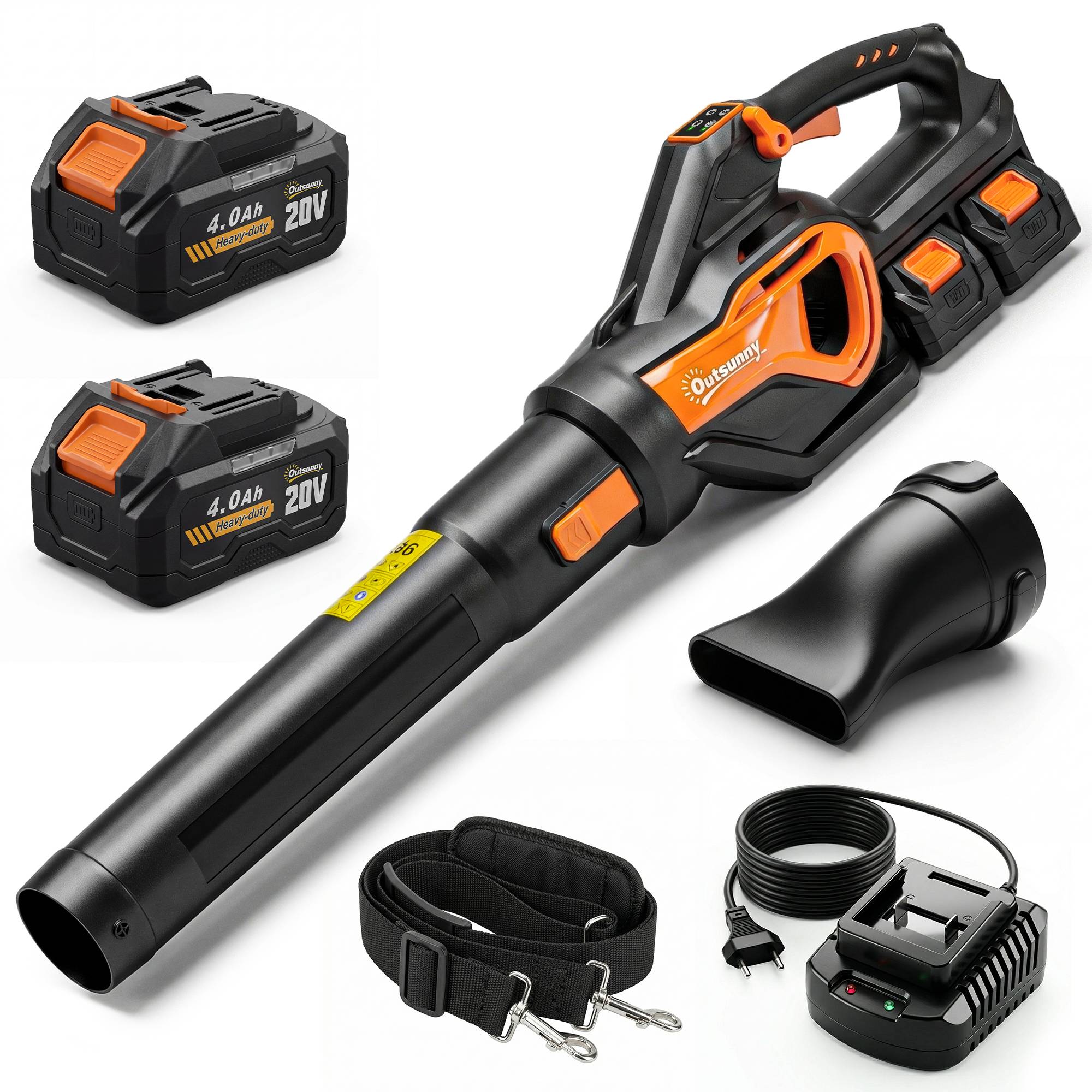 Souffleur de Feuilles sans Fil avec Moteur Brushless 900W Batterie 36v (2x4,0Ah) Puissant 15,2 m³/min - Image 2