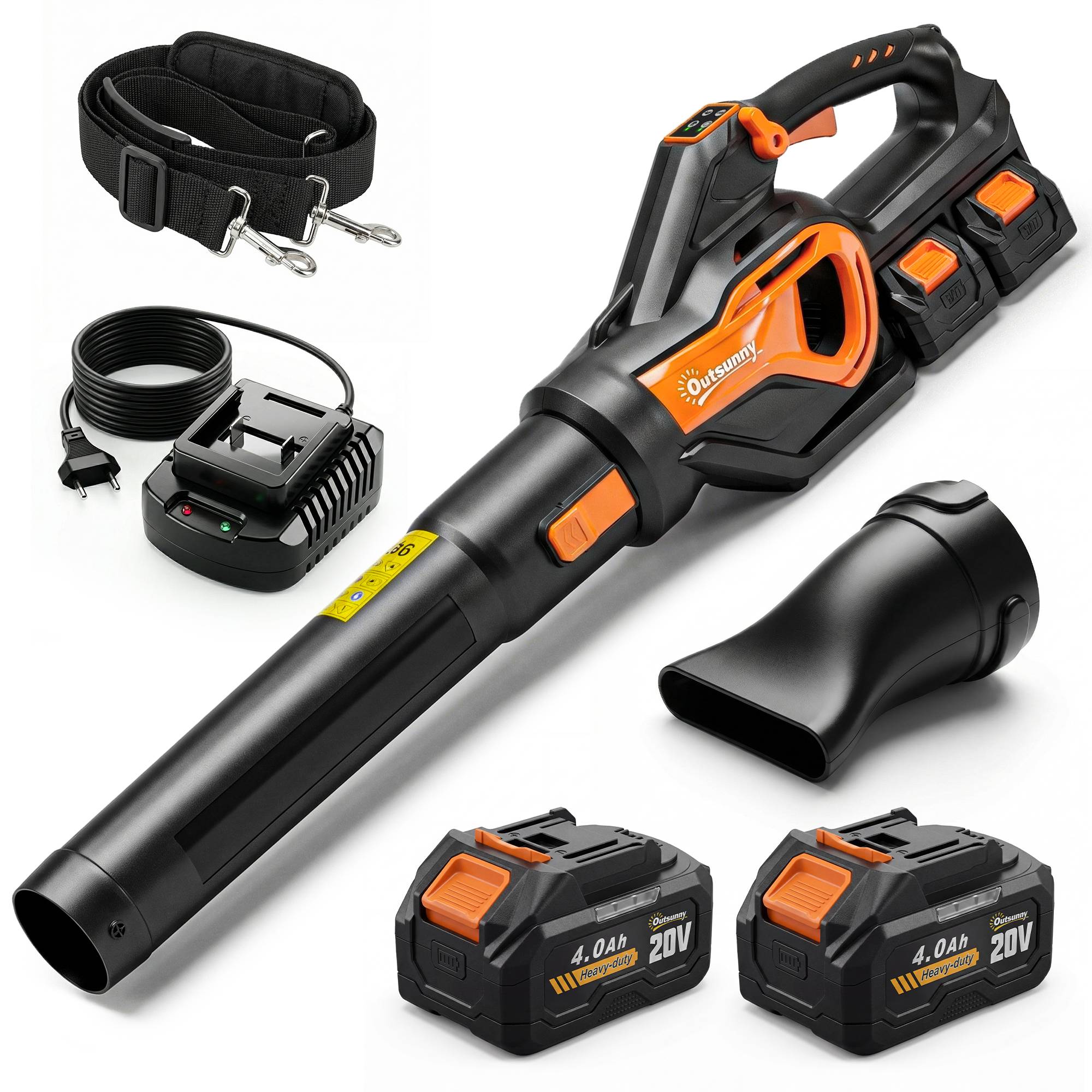 Souffleur de Feuilles sans Fil avec Moteur Brushless 900W Batterie 36v (2x4,0Ah) Puissant 15,2 m³/min - Image 1