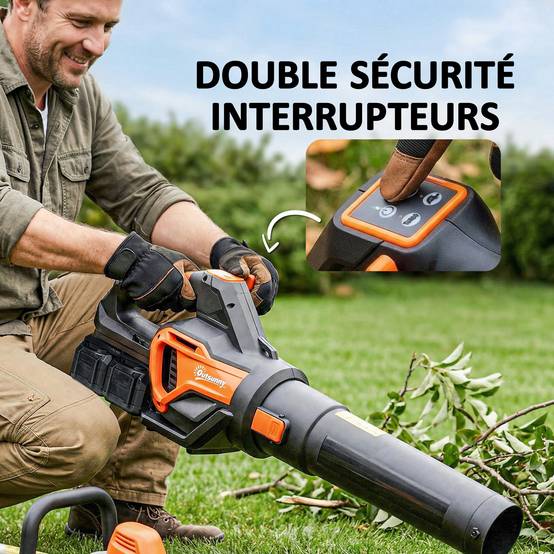 Souffleur de Feuilles sans Fil avec Moteur Brushless 900W Batterie 36v (2x4,0Ah) Puissant 15,2 m³/min - Image 9