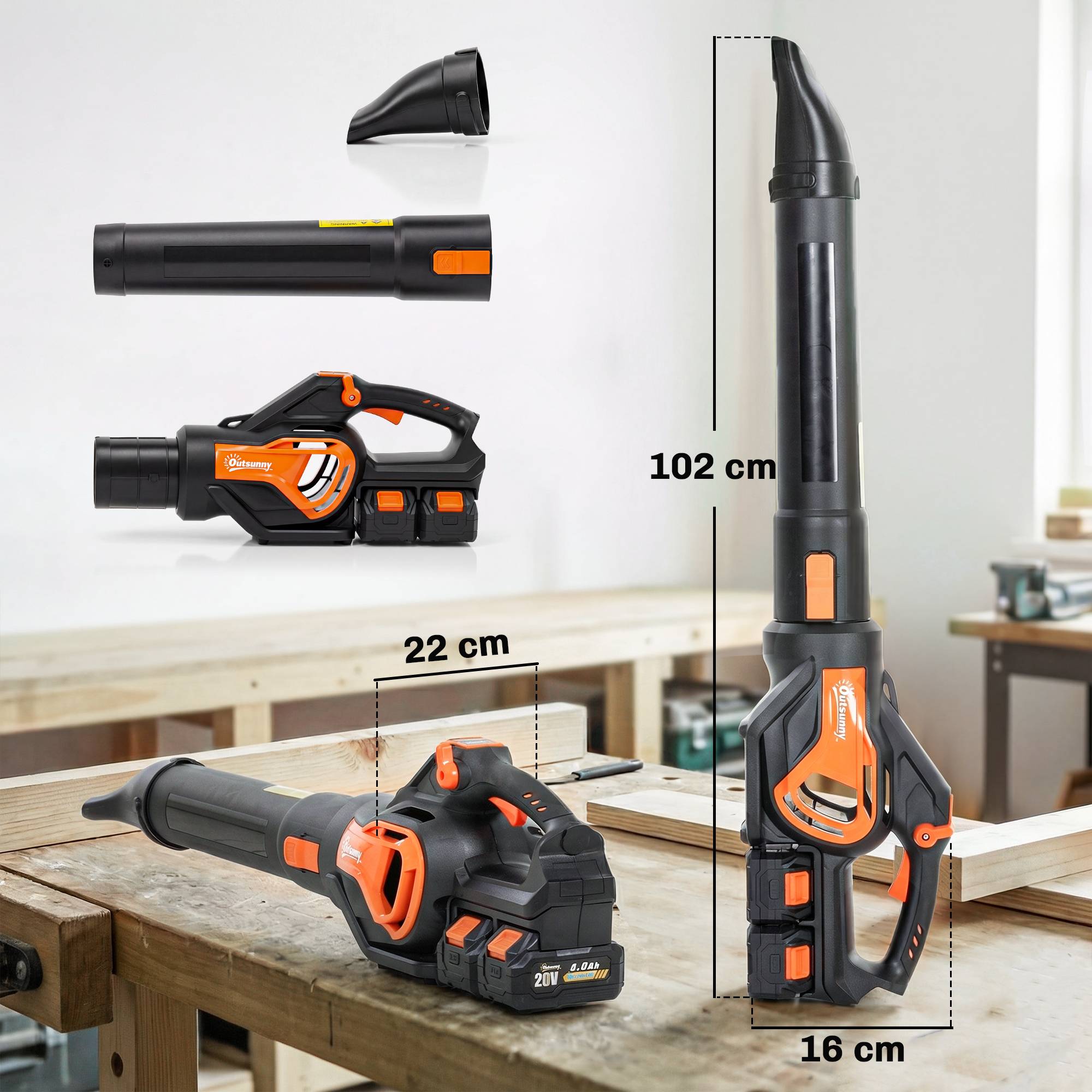 Souffleur de Feuilles sans Fil avec Moteur Brushless 900W Batterie 36v (2x4,0Ah) Puissant 15,2 m³/min - Image 5