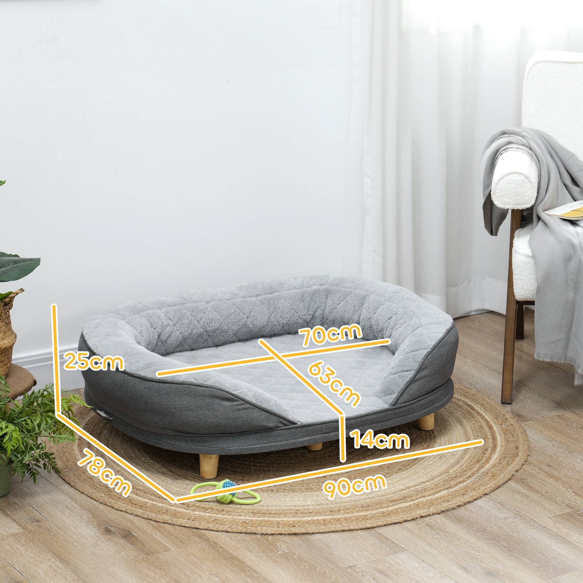 Sans Marque - Panier pour chien jusqu'à 25 kg, housse amovible, pieds antidérapants, 90 x 78 x 25 cm, gris - Image 5