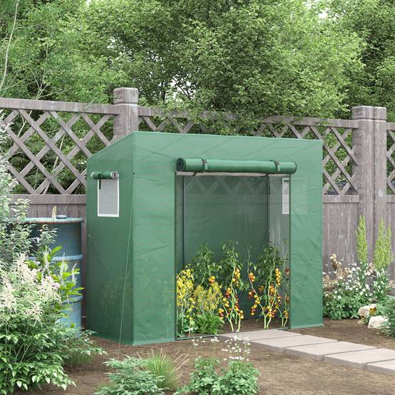 Serre de Jardin Anti-UV 2 fenêtres moustiquaires + Barres renforcement 200L x 77l x 169H cm Acier PE Vert - Image 4