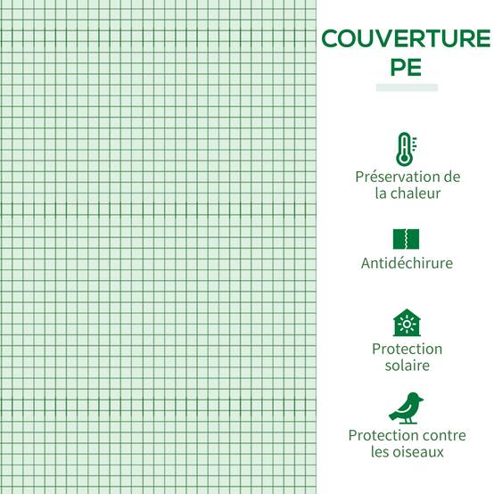 Serre de Jardin Anti-UV 2 fenêtres moustiquaires + Barres renforcement 200L x 77l x 169H cm Acier PE Vert - Image 6