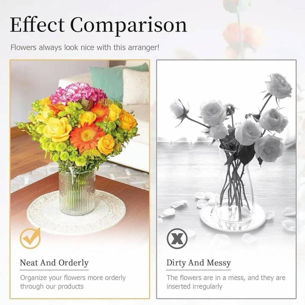 Fleurs fixées-Support spirale Ikebana 19 trous - Pour compositions florales DIY - Tige métallique beige - Living123 - Image 5