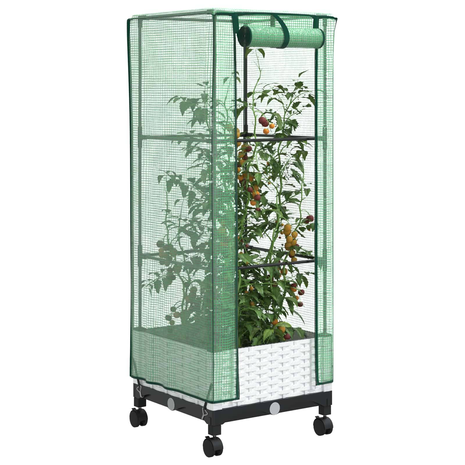 Vidaxl - Jardinière de jardin avec couverture de serre et roues Blanc PP 773941 - Image 3