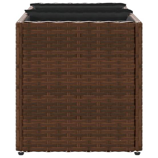 2 pcs Jardinière | Pot de fleurs | Cache-pot | Bac à fleurss avec 3 pots marron 105x30x32cm résine tressée - Image 7