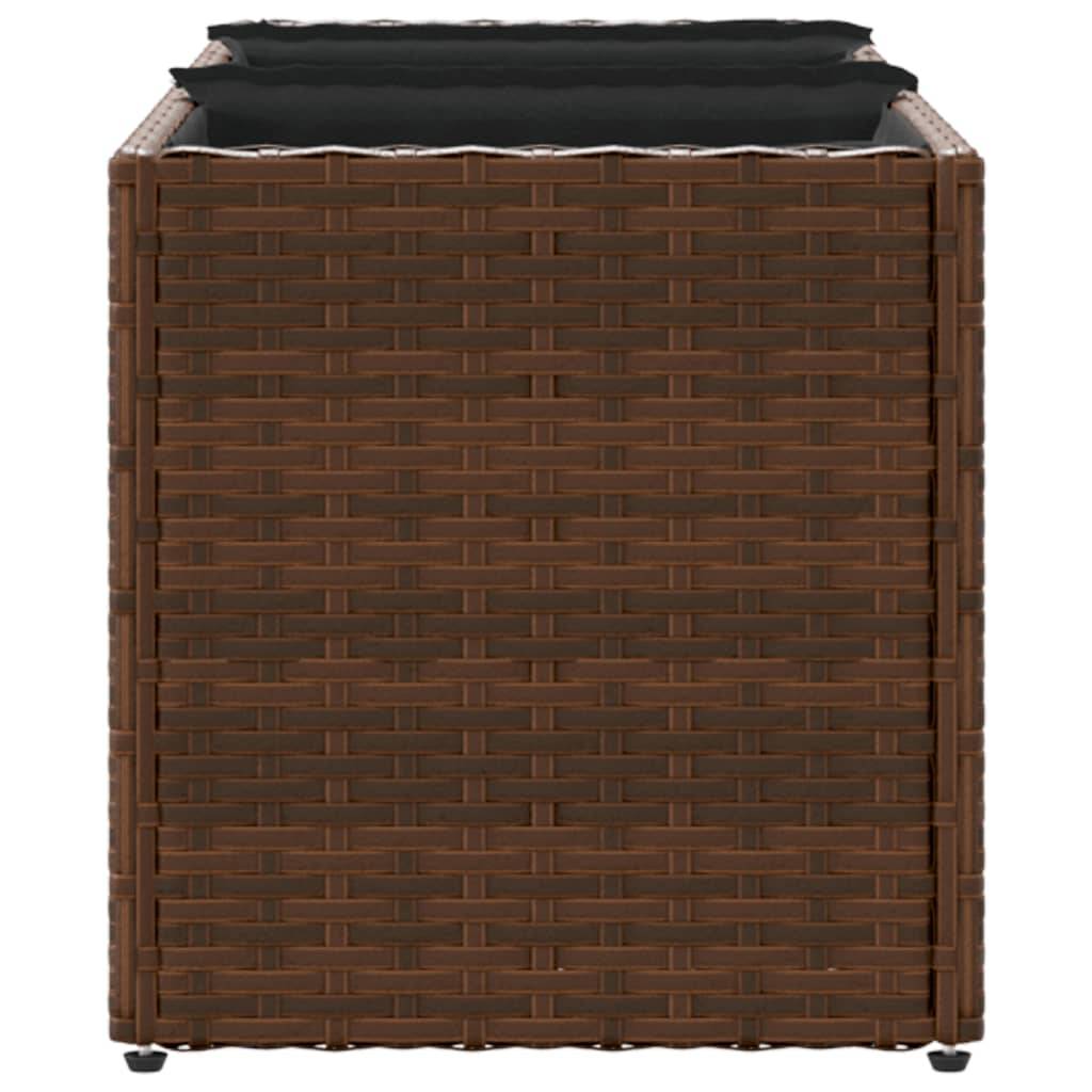 2 pcs Jardinière | Pot de fleurs | Cache-pot | Bac à fleurss avec 3 pots marron 105x30x32cm résine tressée - Image 7