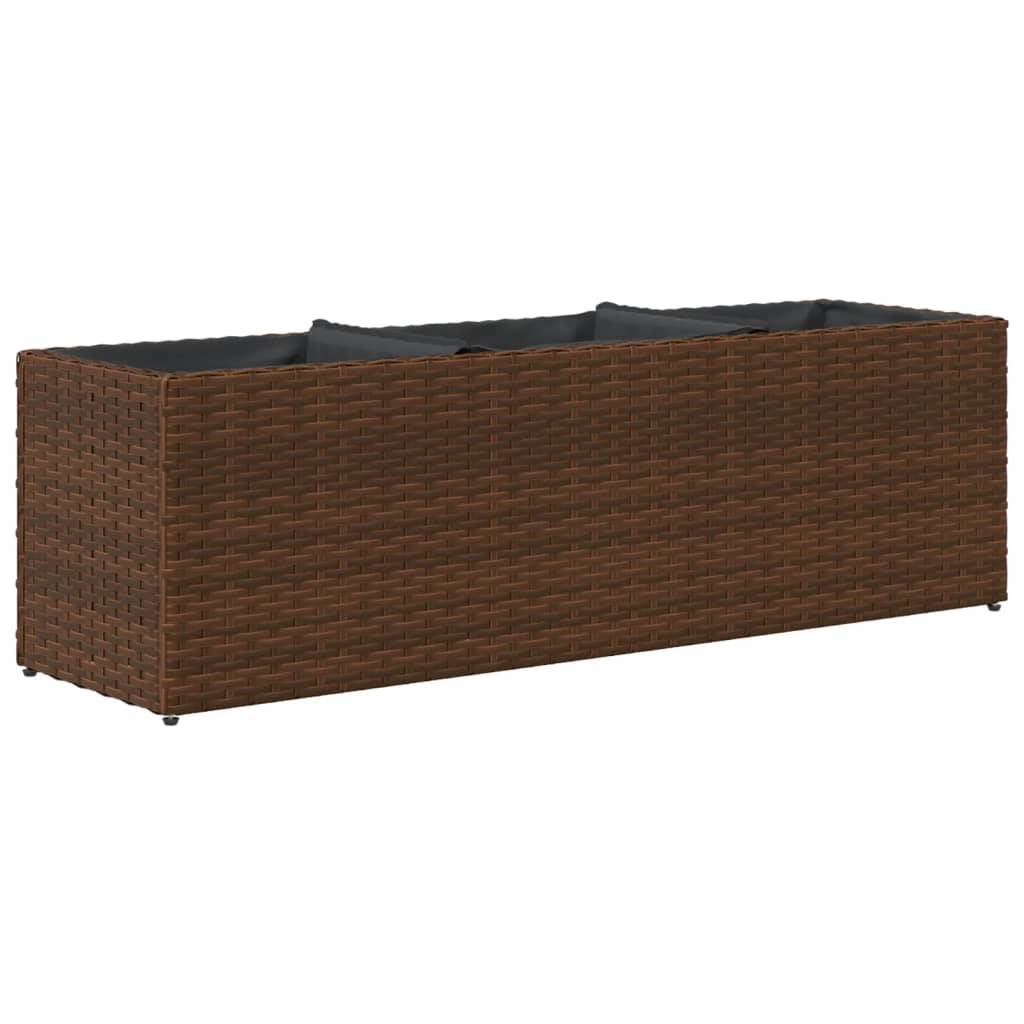2 pcs Jardinière | Pot de fleurs | Cache-pot | Bac à fleurss avec 3 pots marron 105x30x32cm résine tressée - Image 8