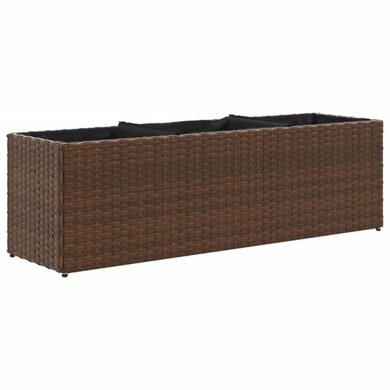 2 pcs Jardinière | Pot de fleurs | Cache-pot | Bac à fleurss avec 3 pots marron 105x30x32cm résine tressée - Image 5