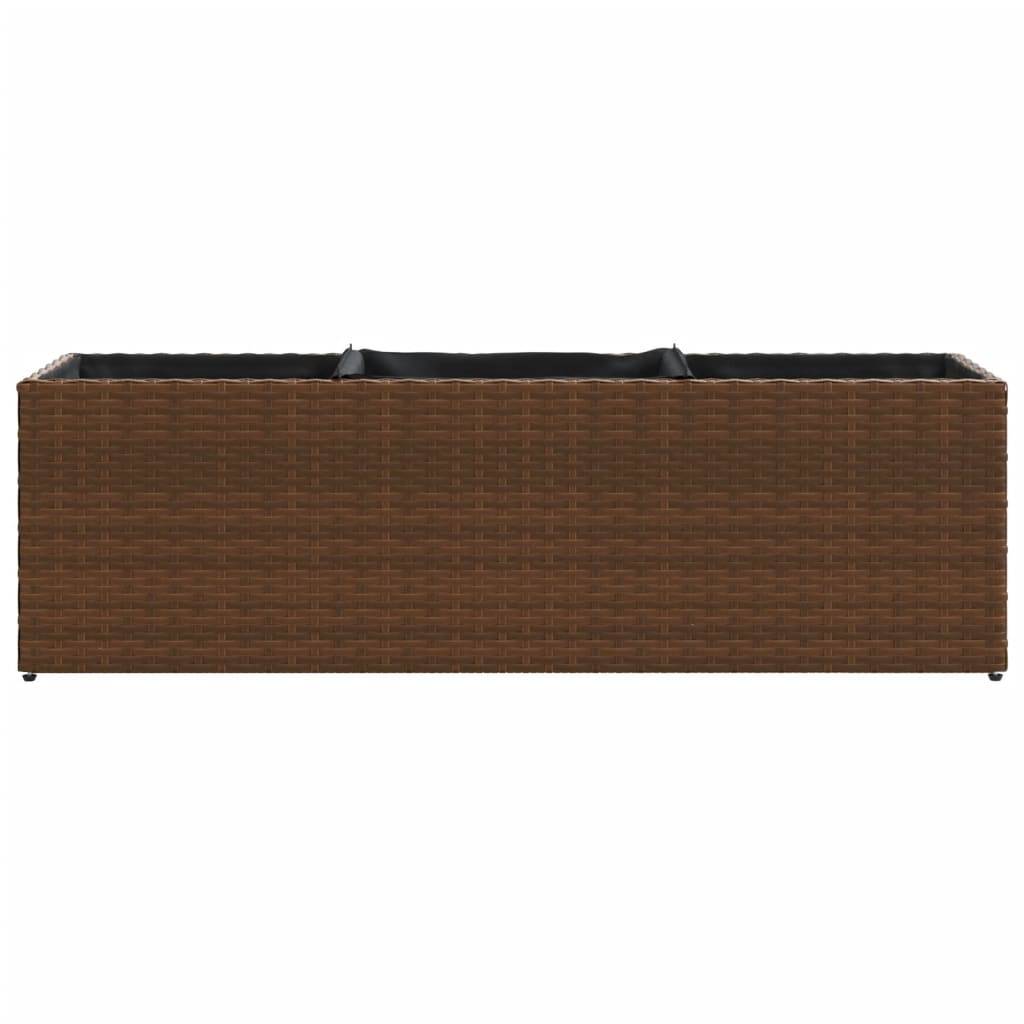 2 pcs Jardinière | Pot de fleurs | Cache-pot | Bac à fleurss avec 3 pots marron 105x30x32cm résine tressée - Image 6