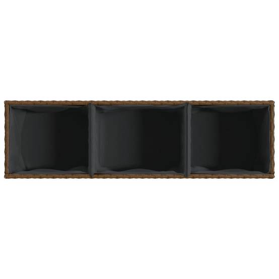 2 pcs Jardinière | Pot de fleurs | Cache-pot | Bac à fleurss avec 3 pots marron 105x30x32cm résine tressée - Image 9
