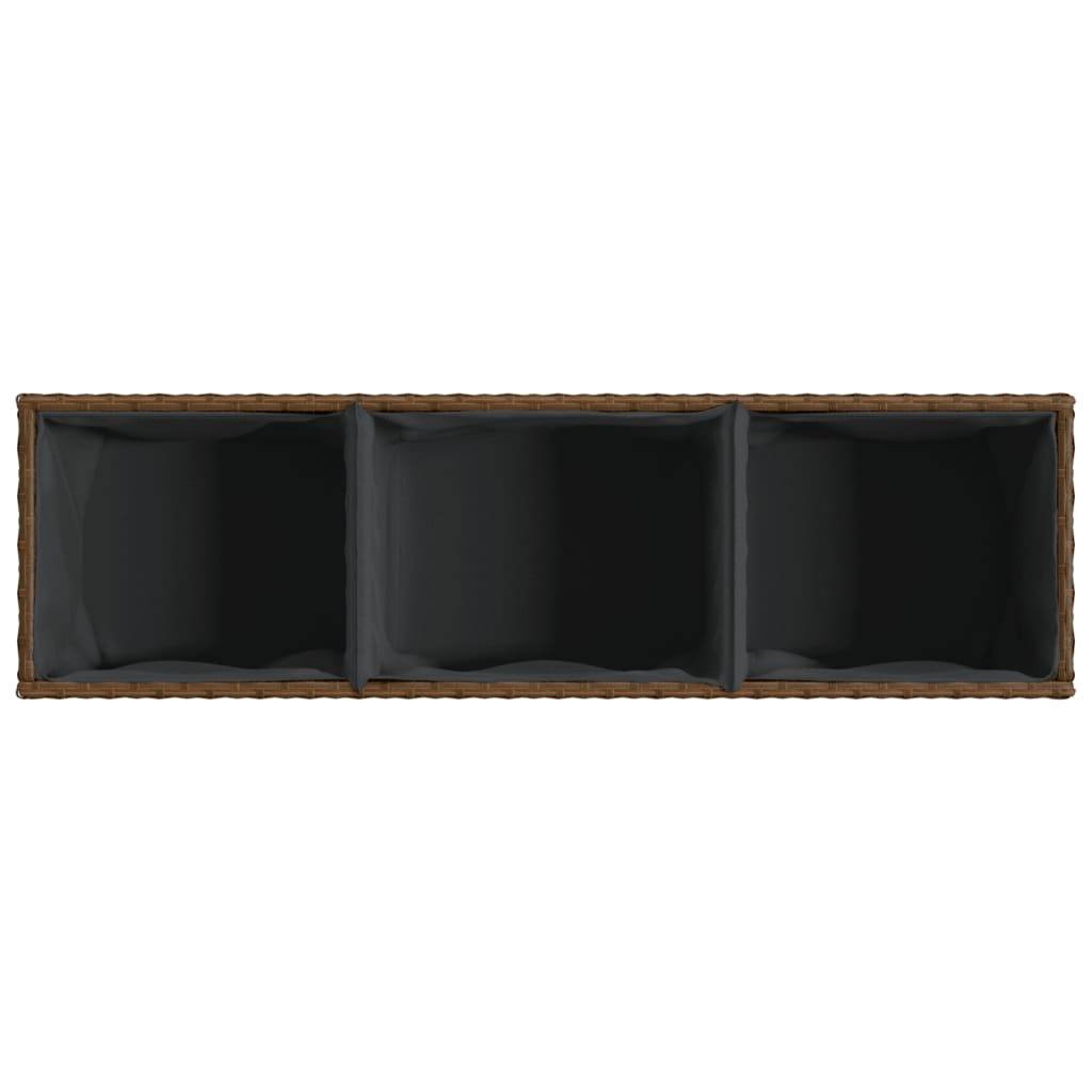 2 pcs Jardinière | Pot de fleurs | Cache-pot | Bac à fleurss avec 3 pots marron 105x30x32cm résine tressée - Image 9