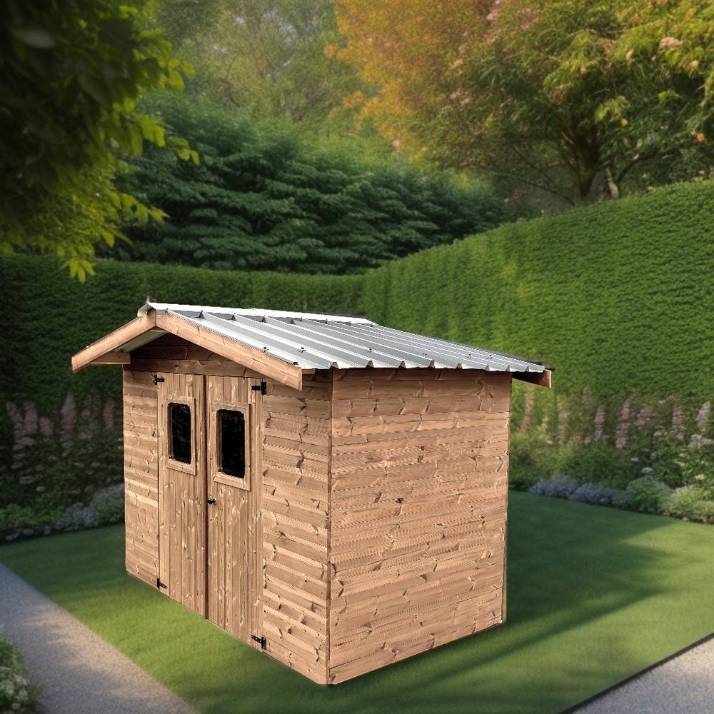 Habrita - Abri THERMA en bois - 7,04 m² - sans plancher - toit double pente bac acier Habrita - Image 2