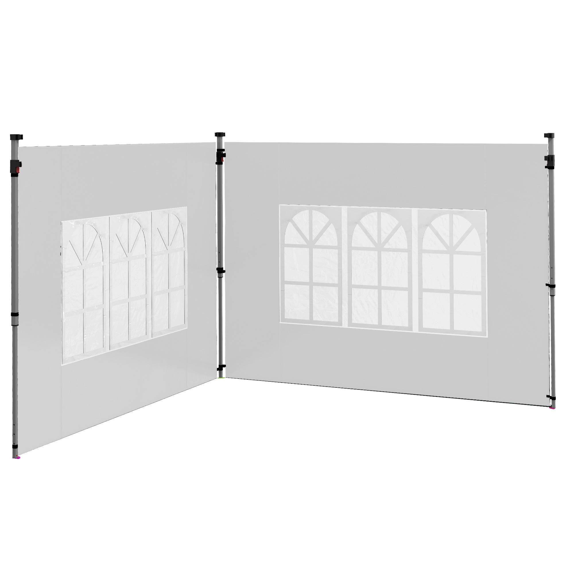 Ensemble de 2 panneaux latéraux pour tonnelle 3x3/3x4 m, paroi latérale avec fenêtre, étanche, blanc - Image 2