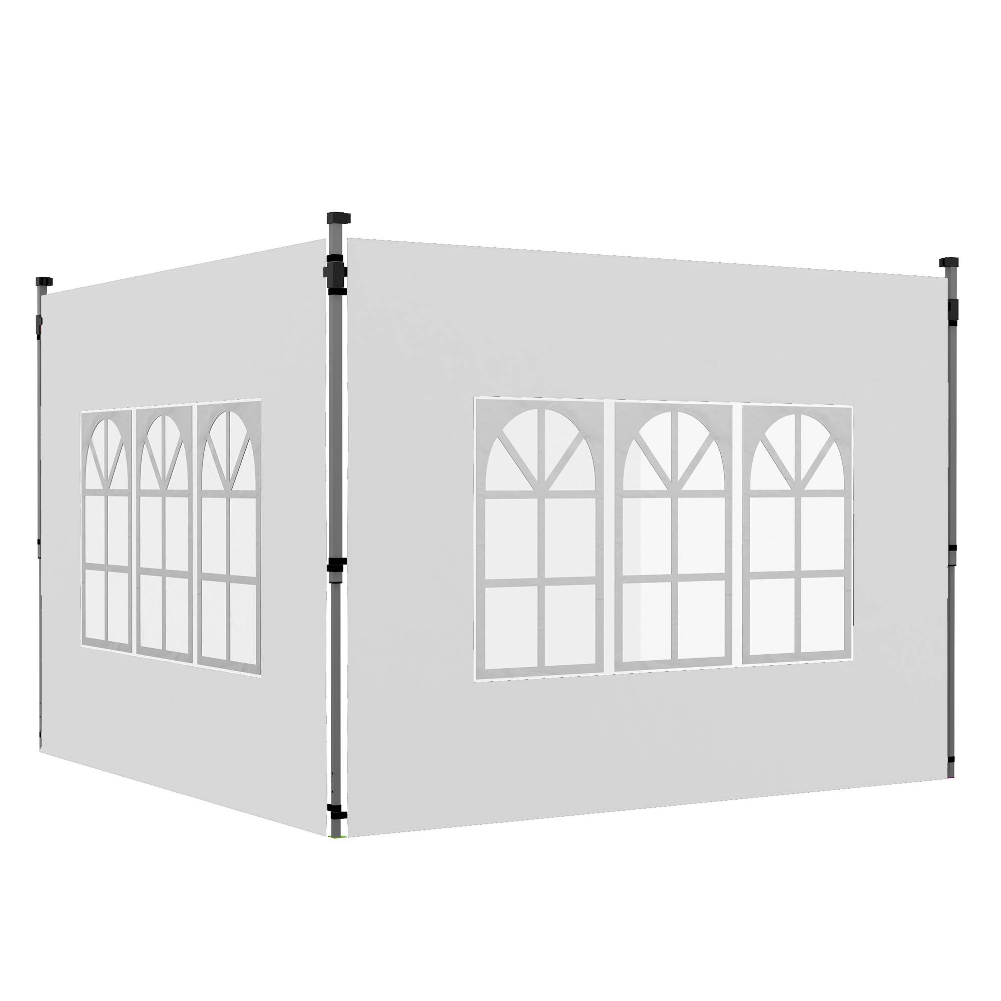 Ensemble de 2 panneaux latéraux pour tonnelle 3x3/3x4 m, paroi latérale avec fenêtre, étanche, blanc - Image 1